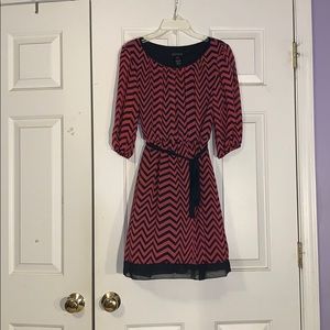 Enfocus Pink and Dark Navy Zigzag Dress